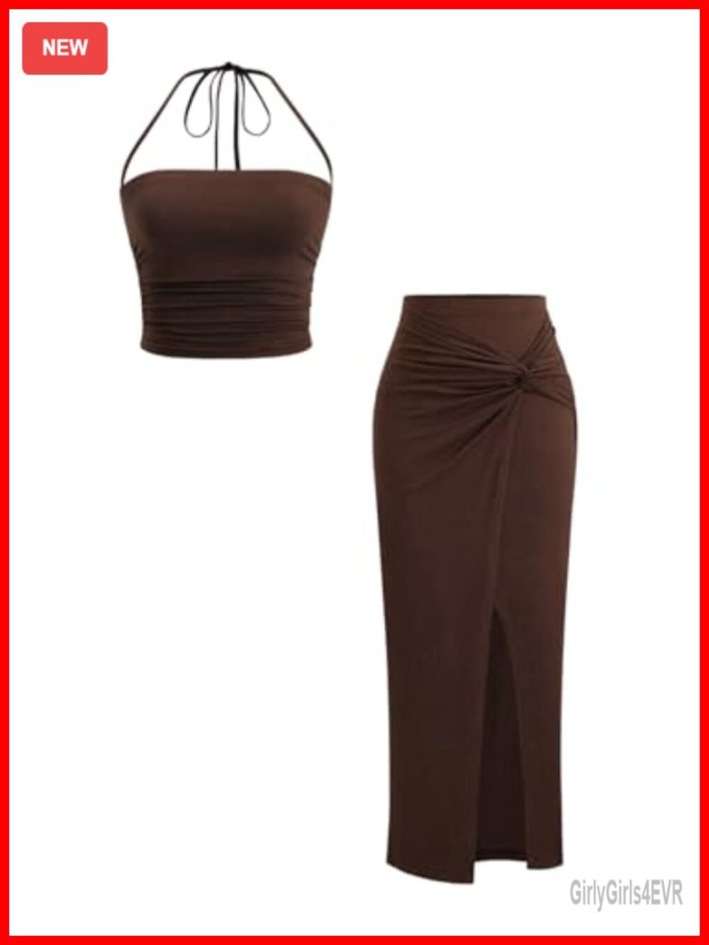 Women's 2 Piece Set Sleeveless Twist Knot Fitted Top Wrap Skirt Going Out